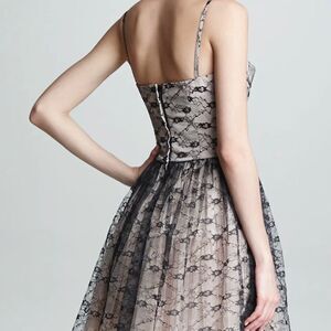 Valentino RED black lace bustier tulle mini dress NWOT